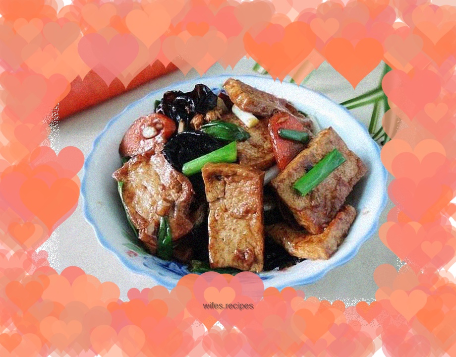 Braised tofu with wild mushroom cooked mushroom powder