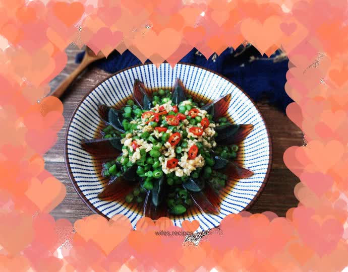 Preserved egg mixed with beans