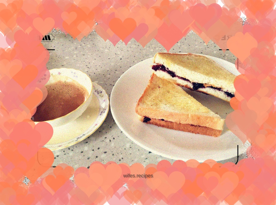 Peanut and Blueberry Jam Filled Toasted Sandwich