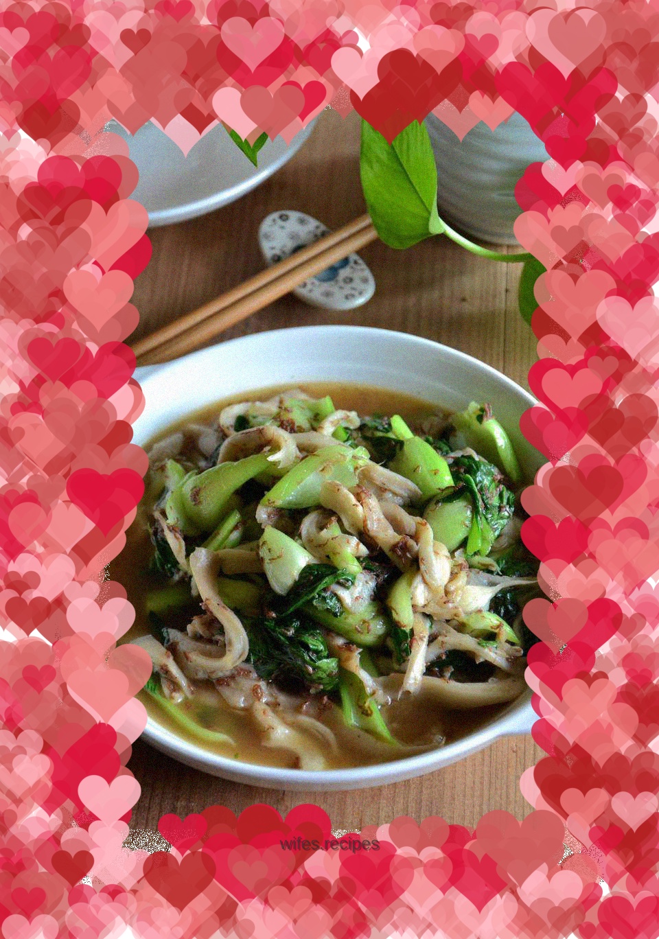 Stir-fried vegetables with oyster mushrooms and shrimp paste