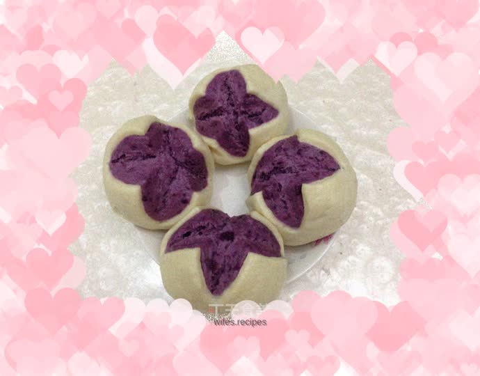 Milky Purple Sweet Potato Blossom Steamed Buns