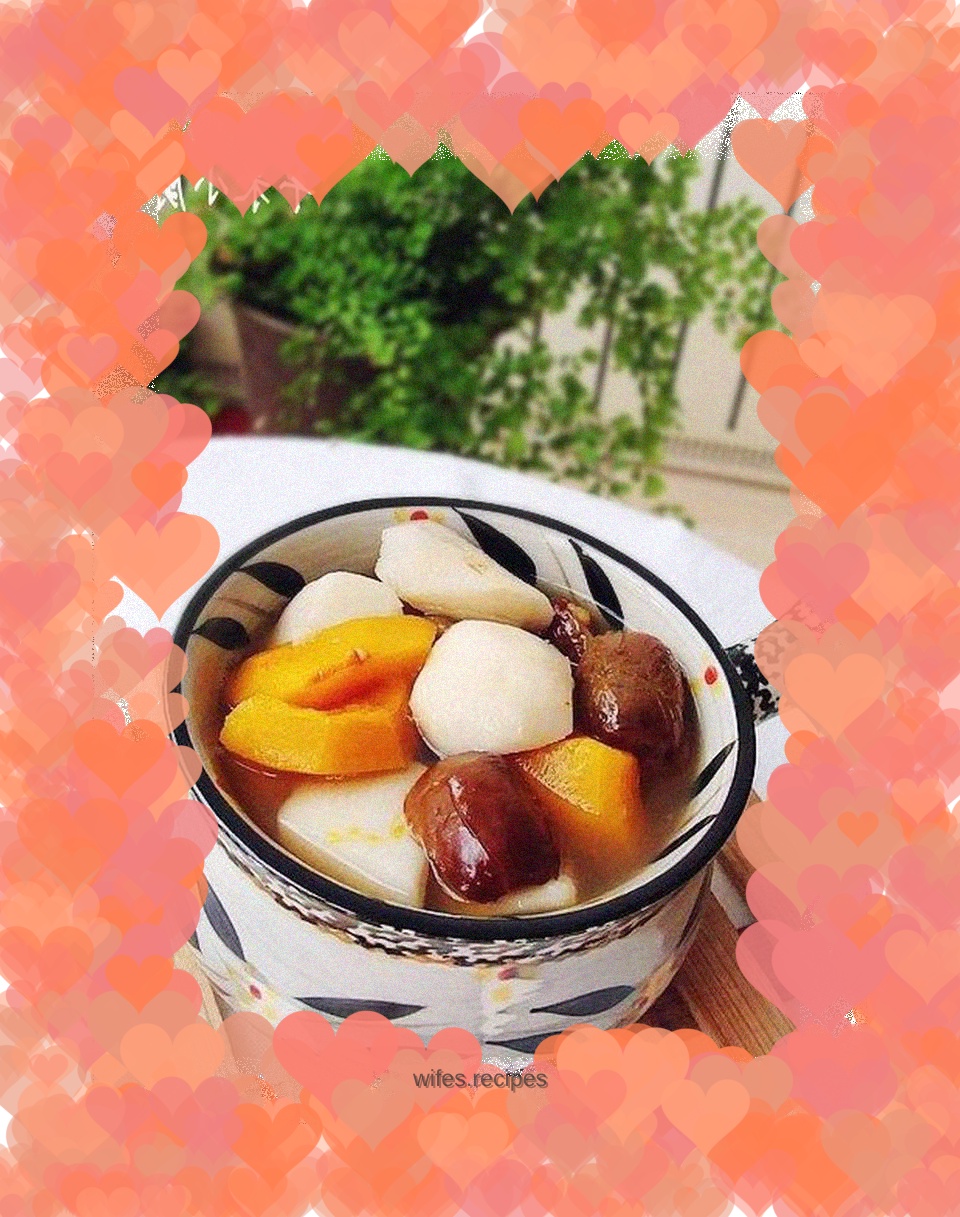 Stewed taro with pumpkin and candied dates