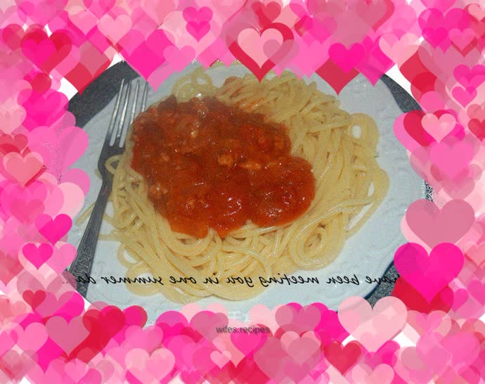 Tomato minced meat pasta