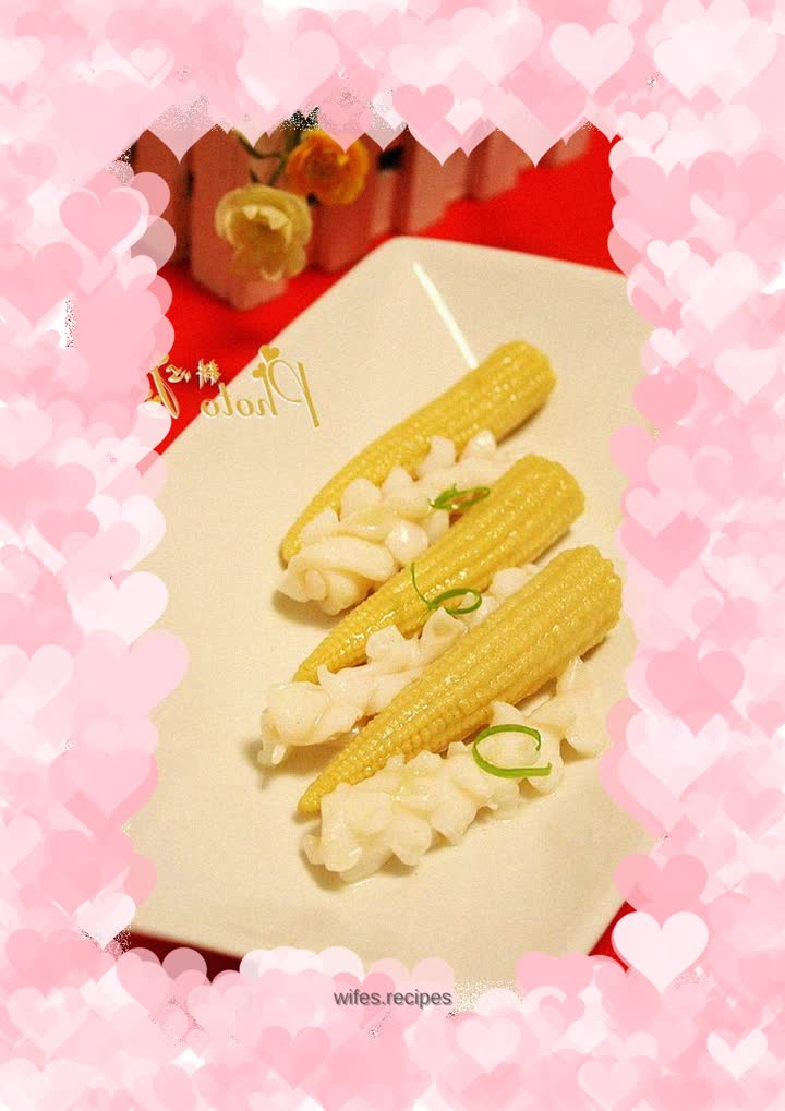 Fresh squid, corn and bamboo shoots