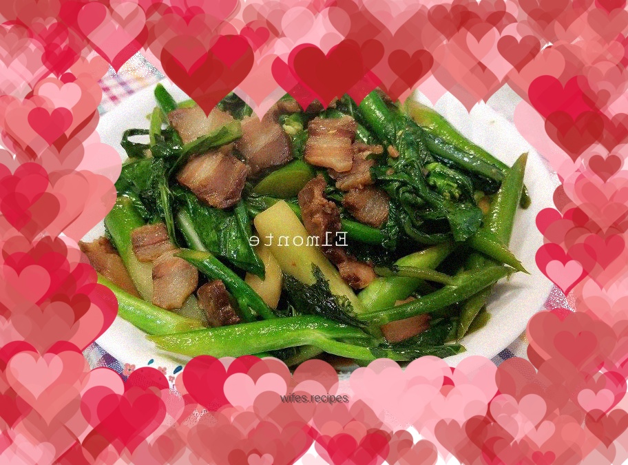 Stir-fried kale with bacon