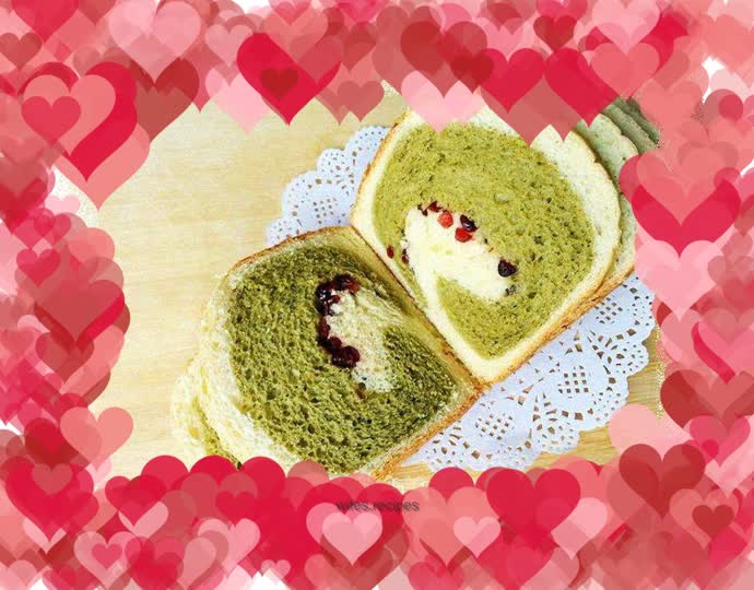 Bread machine version of Matcha Cranberry Toast