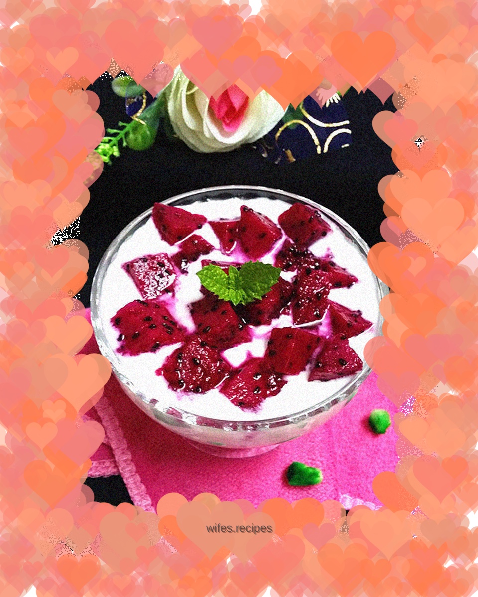 Old yogurt with red heart pitaya