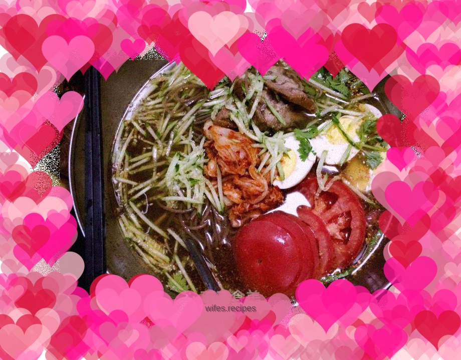 Korean cold noodles (beef soup + Sprite version)