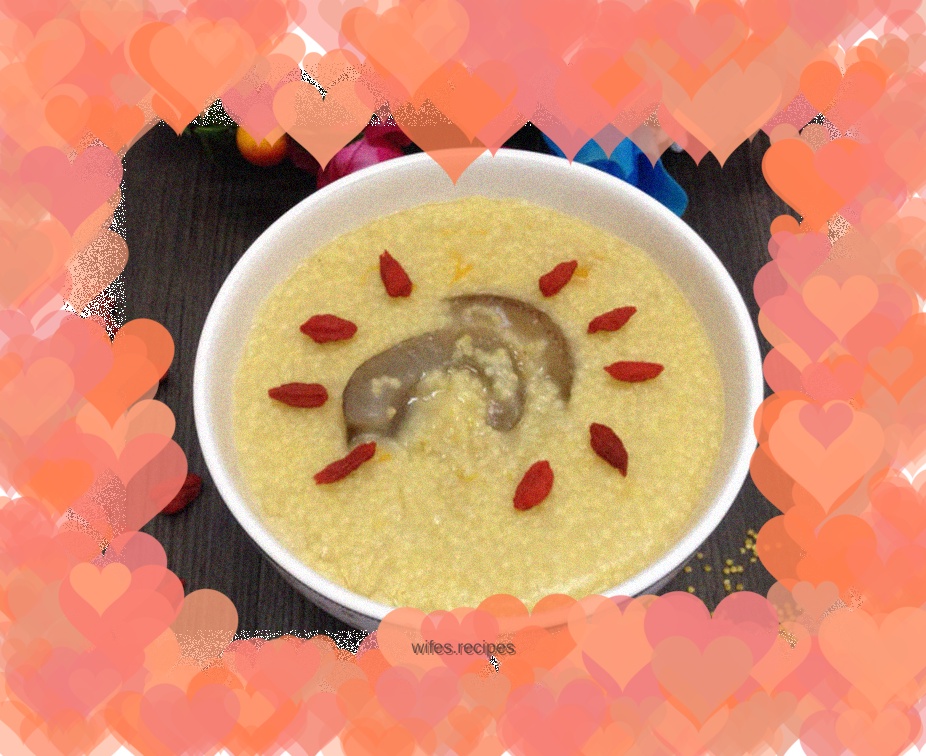 Sea cucumber, pumpkin and millet porridge