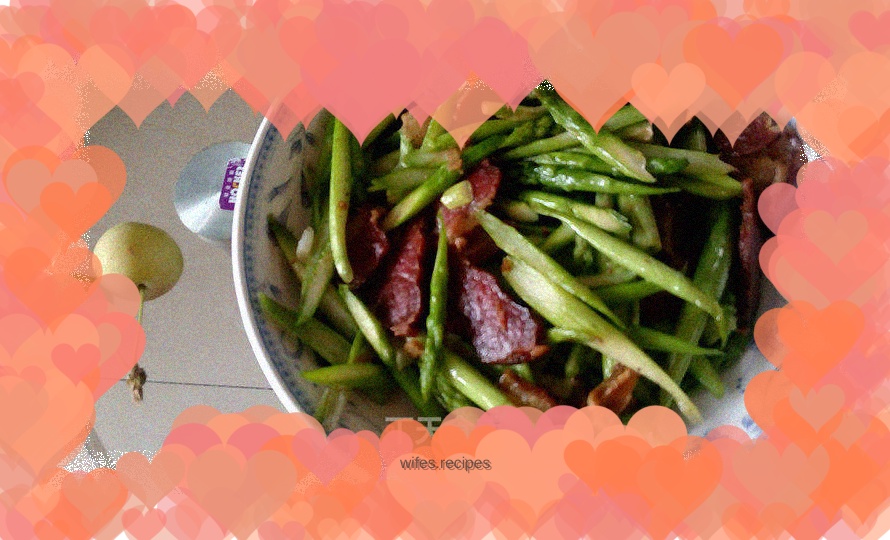 Stir-fried asparagus with bacon