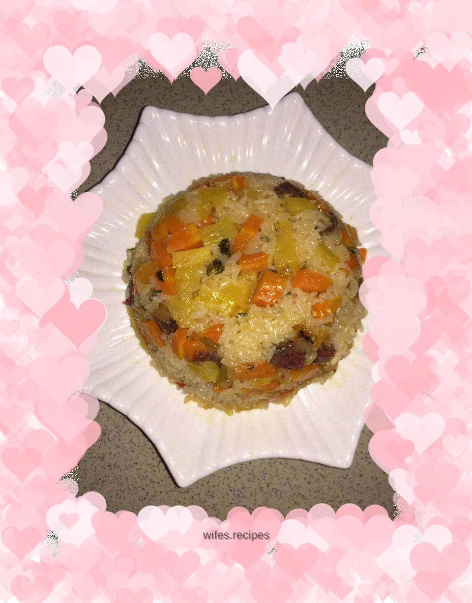 Sausage, pineapple and radish rice (rice cooker lazy rice)