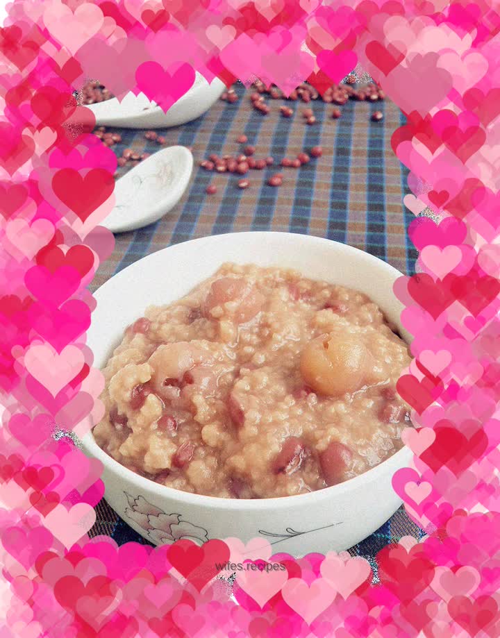 Longan, red bean and millet porridge