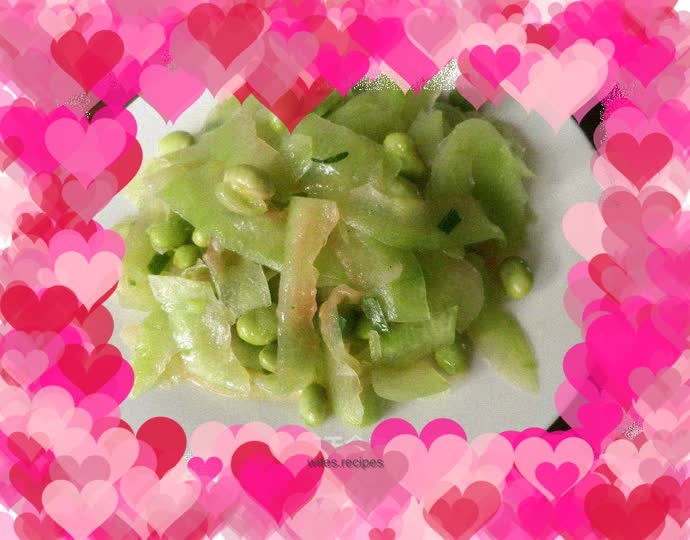 Stir-fried watermelon rind with edamame