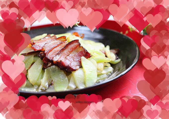 Stir-fried bacon and lettuce