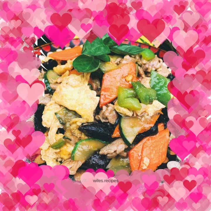 Detailed version of home-cooked Mushu Pork