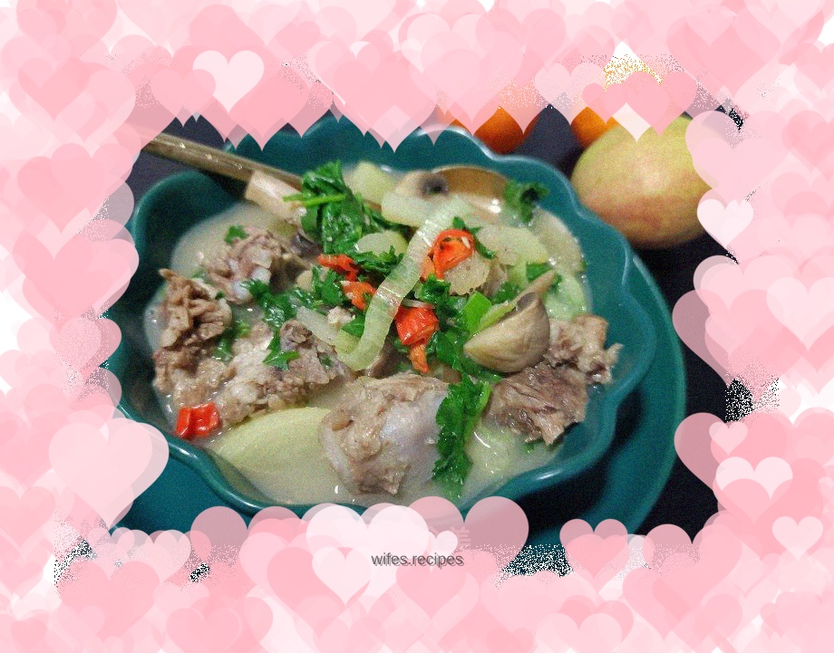 "Mutton" stewed lamb head with radish and mushrooms