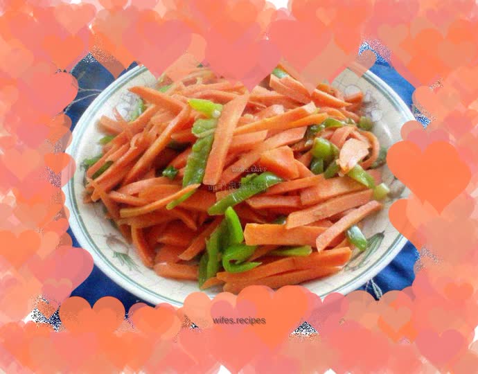 Home-style stir-fry----shredded green pepper and carrot