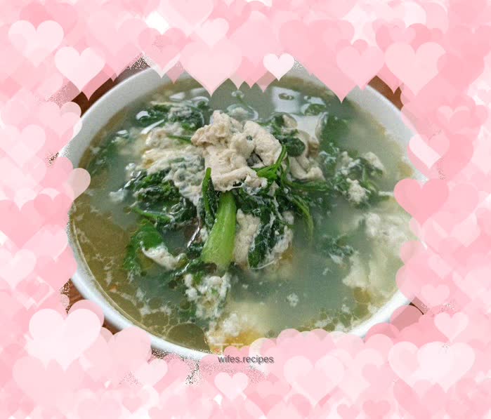 Chrysanthemum leaves and goose egg soup