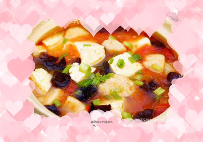 Red fruit tomato tofu soup