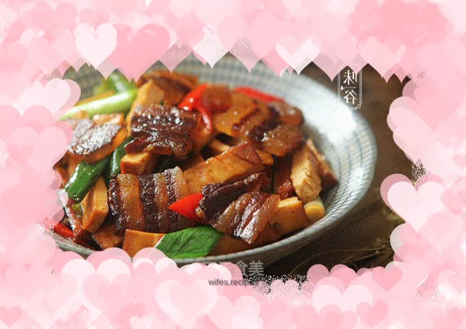 Stir-fried bacon with dried tofu