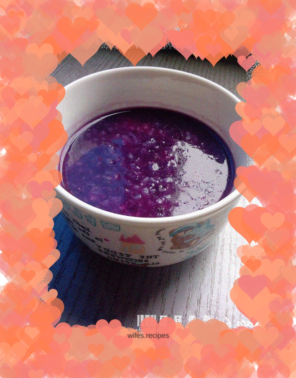 Purple sweet potato glutinous rice porridge - leftover glutinous rice and leftover purple sweet potato puree