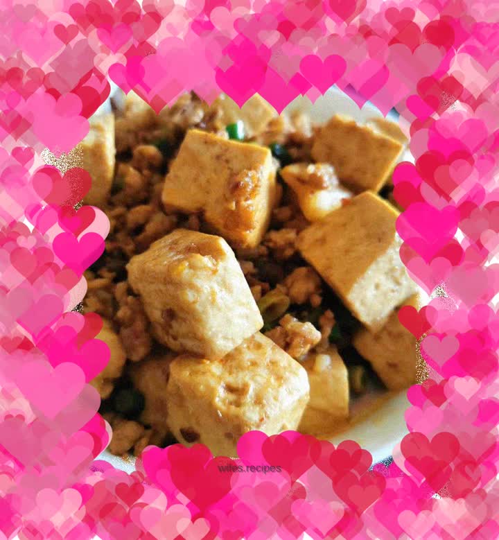 Braised old tofu with minced pork