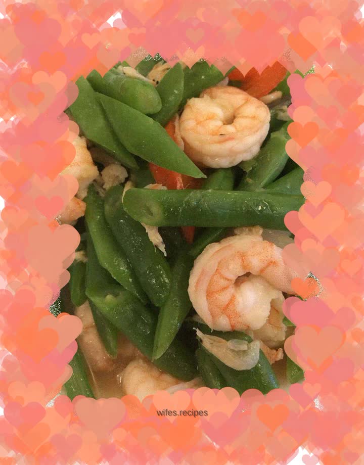 Stir-fried prawns with green beans