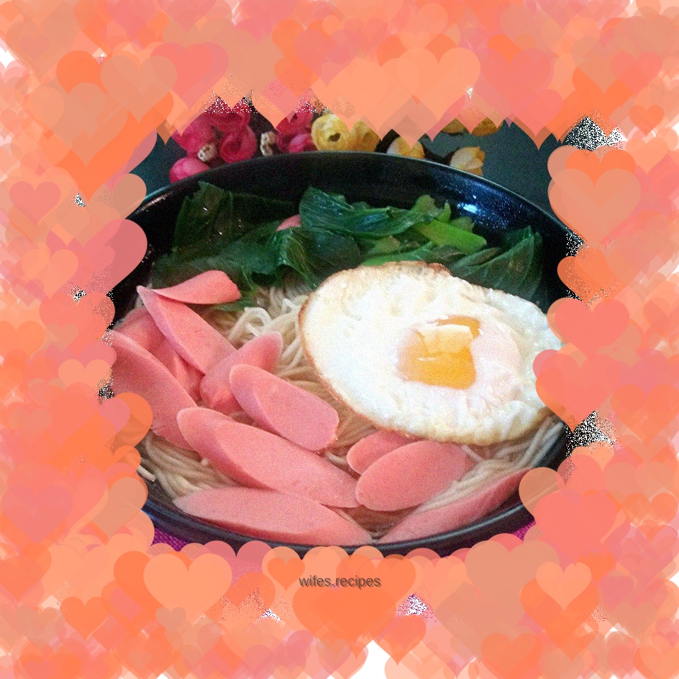 Ham sausage and egg noodles