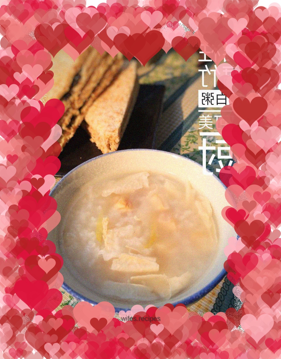 Scalloped bean curd and white porridge