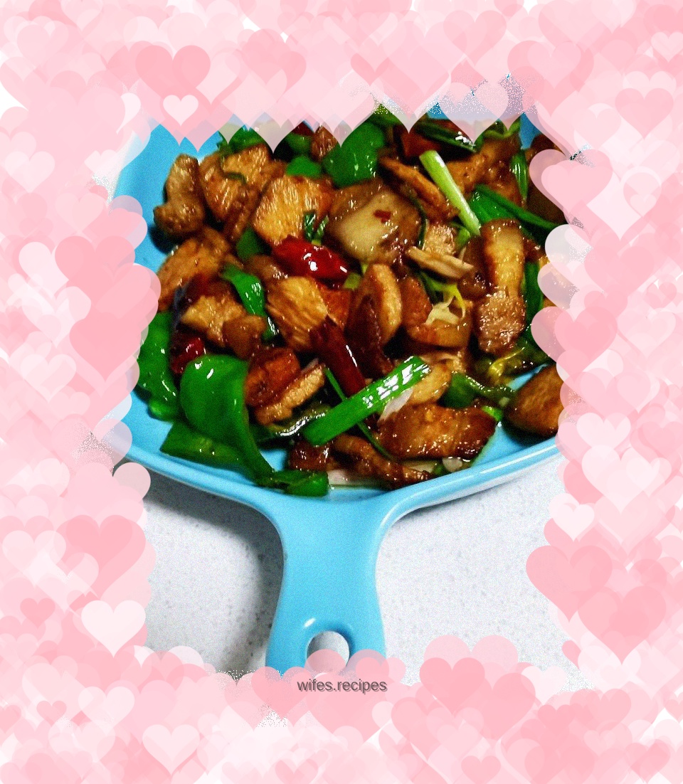 Stir-fried pork belly with garlic sprouts