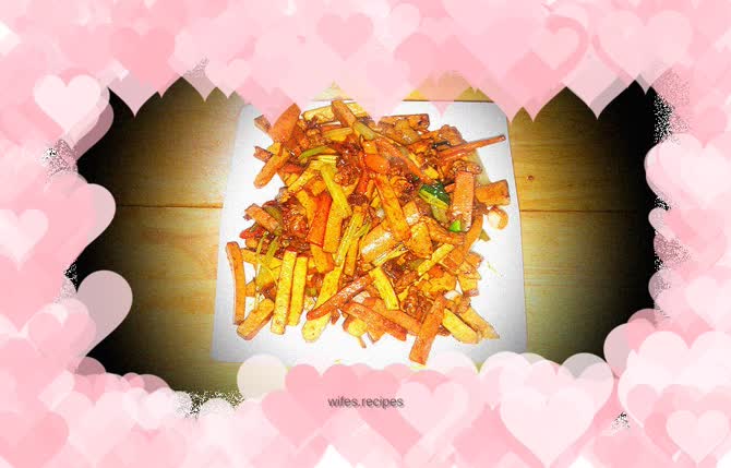 Fried three shredded shreds