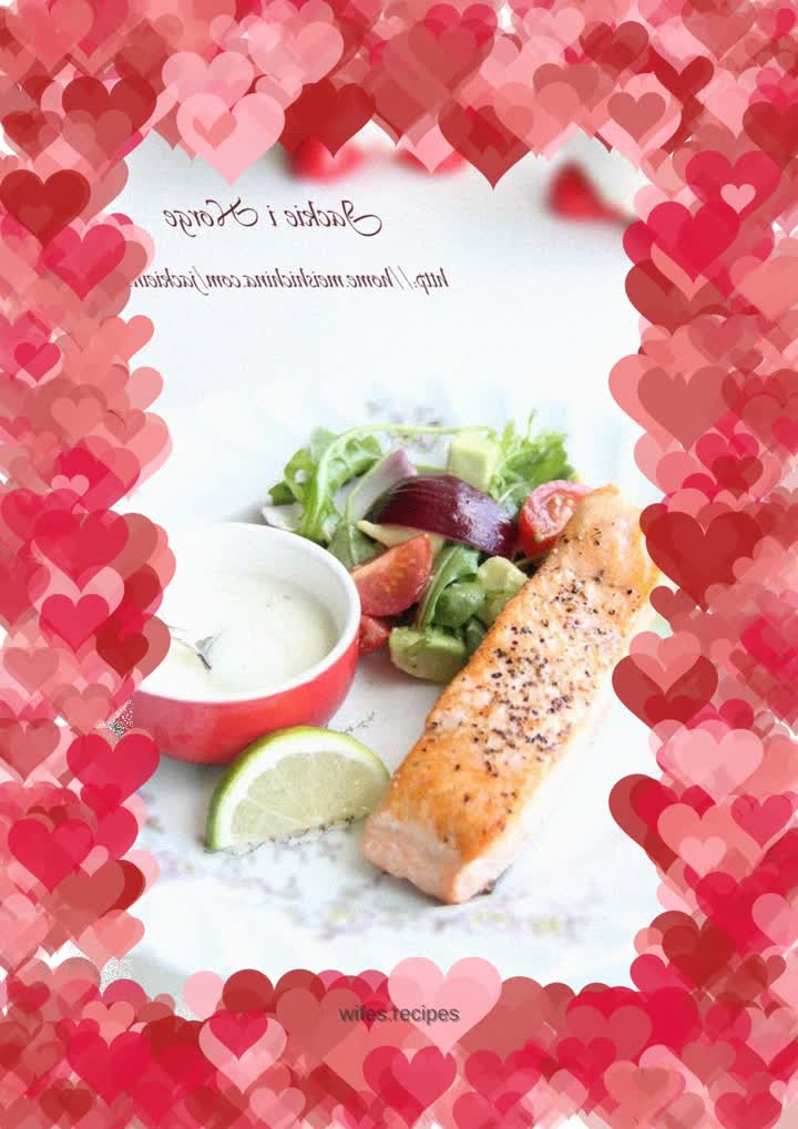 Norwegian home cooking—fried salmon with avocado salad