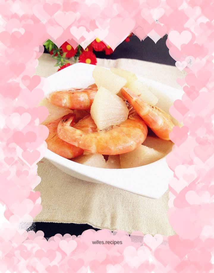Braised prawns with white radish