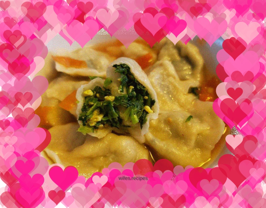 Rapeseed and egg stuffed dumplings