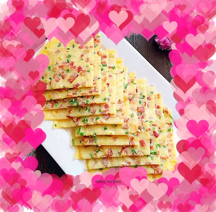 [The “beautiful” taste of bacon is “big” and different]—Bacon, Chives and Egg Pancakes