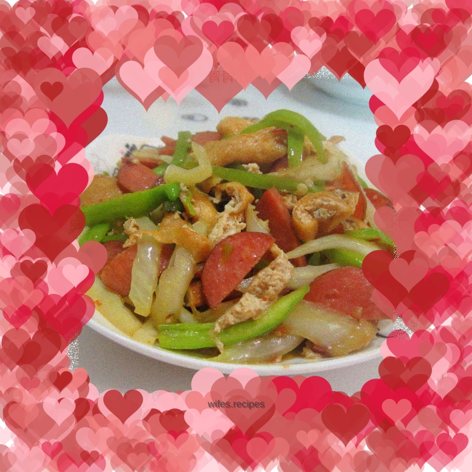 Sausage oil, tofu and cabbage shreds