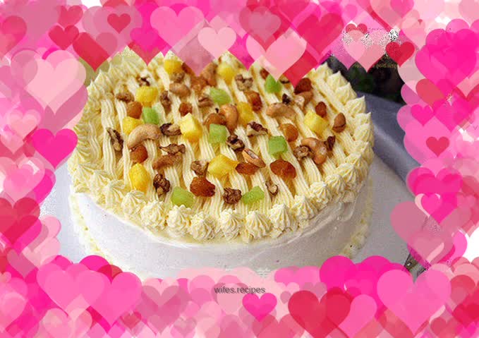 Carrot, vegetable, cheese and cream cake