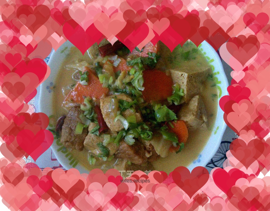 Cabbage, pork belly and frozen tofu