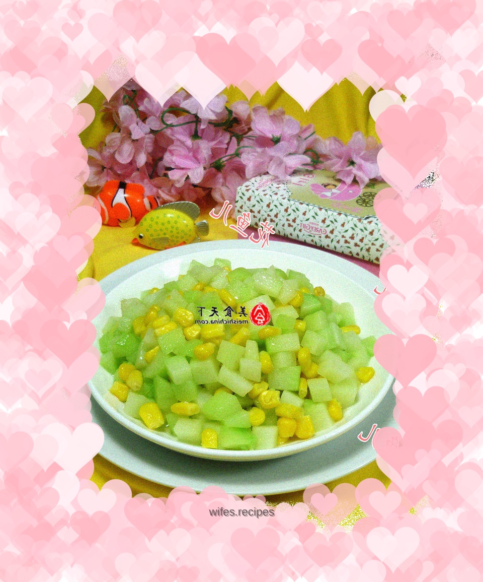 Stir-fried chayote with corn kernels