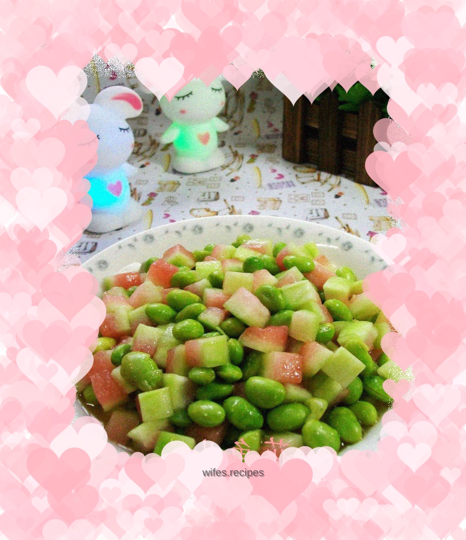 Fried edamame with watermelon rind