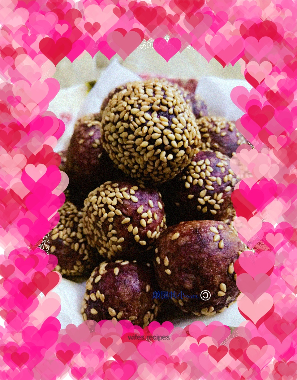 Purple sweet potato and sesame balls~fried purple sweet potato balls