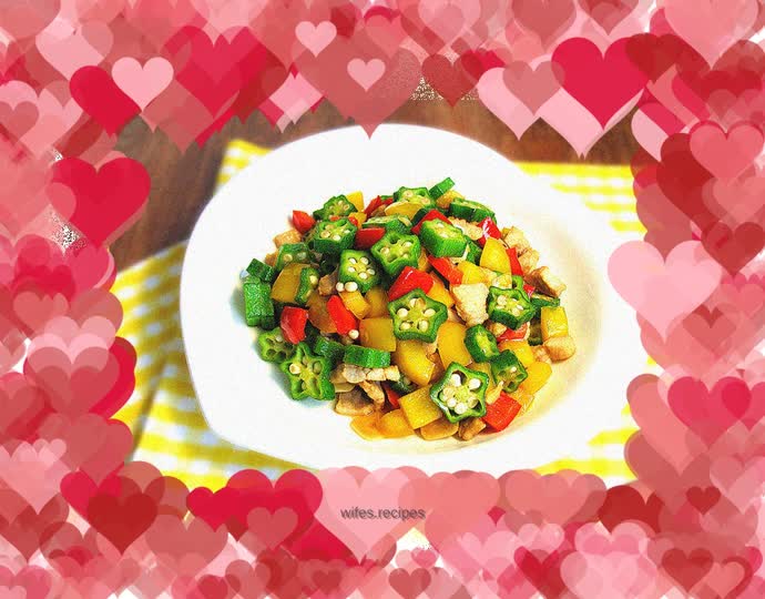Stir-fried Pork with Colored Pepper and Okra