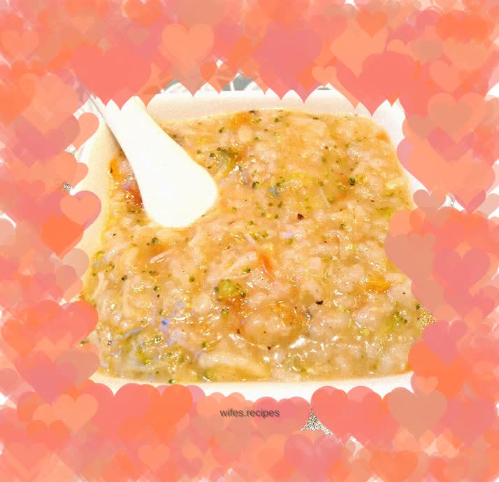 Vegetable and scallop porridge