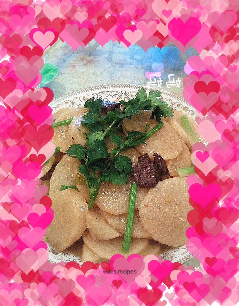 Stir-fried yam with sliced meat