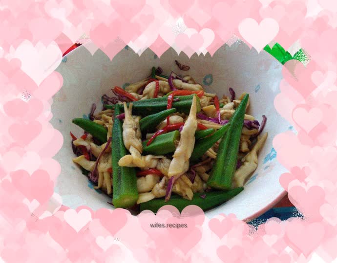 Cold okra and razor clams