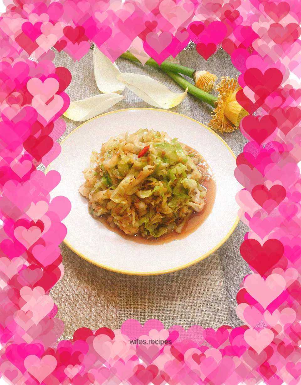 Stir-fried cabbage with dried shrimps