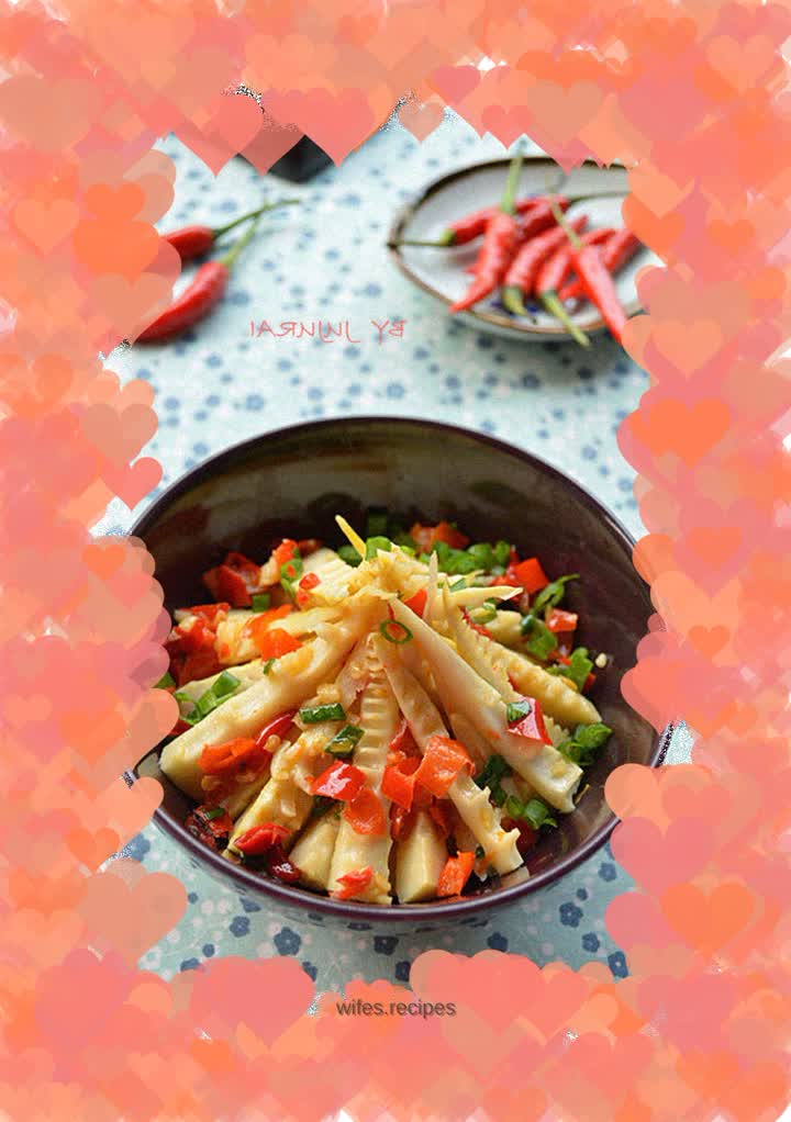 Chopped pepper and spring bamboo shoots