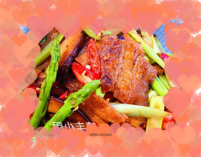 Asparagus and Mushroom Twice-cooked Pork