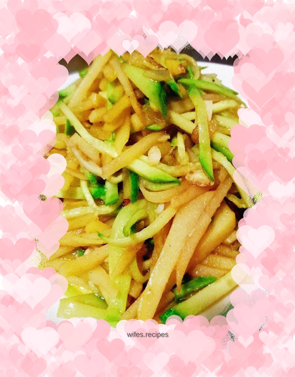 Stir-fried potato and cucumber shreds