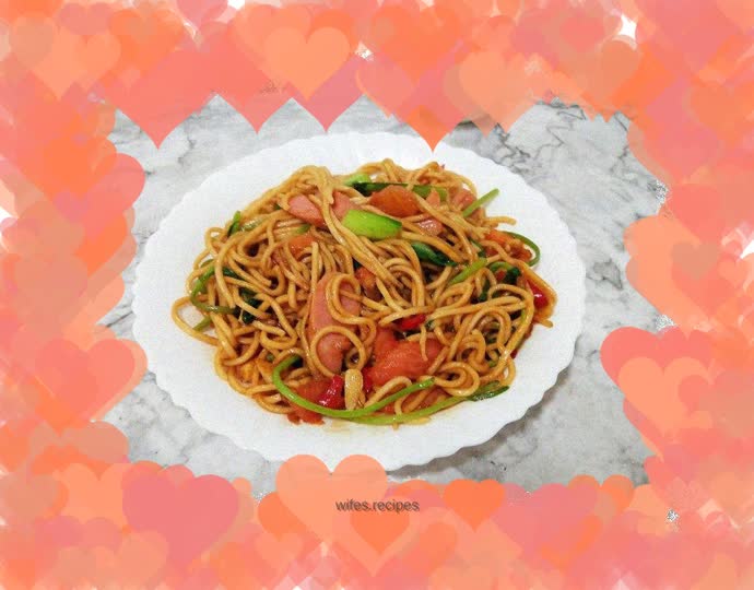 Vegetable Sausage Fried Noodles